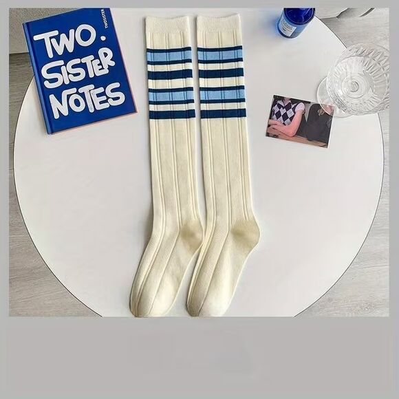 Women's Blue Striped Knee-High Socks 3 Pair Pack Fairy Maiden NEW - Picture 11 of 11